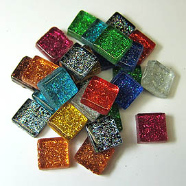 Softglassteine 10x10mm 200g Glitter Mix ca. 240Stk